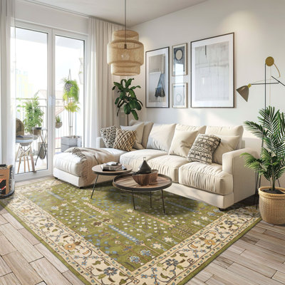 Tapis traditionnel en laine artisanal vert