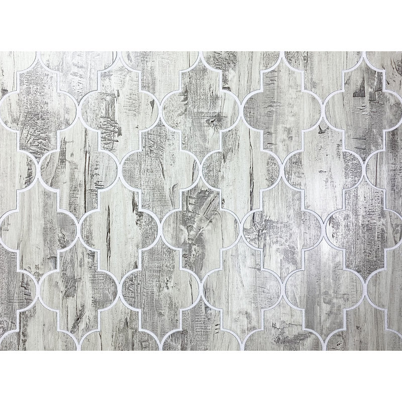 Nature 4 in. x 5.5 in. Wood Look Glass Small Lantern Arabesque Mosaic Decorative Kitchen & Bathroom Wall Tile
