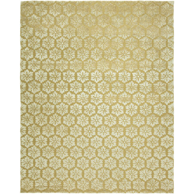 Floral Area Rug in Gold