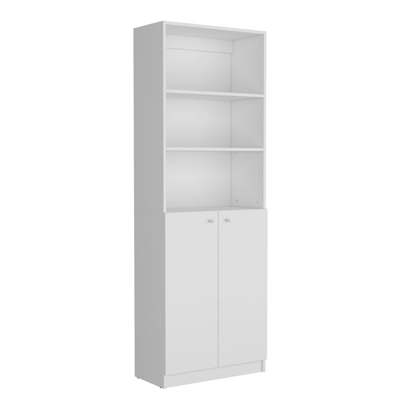Bibliothèque 2 portes Vinton avec tablettes supérieures, blanc