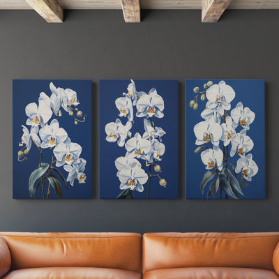Floral Study Series LVI - Ensemble de 3 toiles tendues avec châssis - Prêt à être accroché