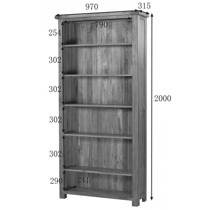 200cm H Solid Wood Standard Bookcase, 200cm H x 97cm W x 31.5cm D
