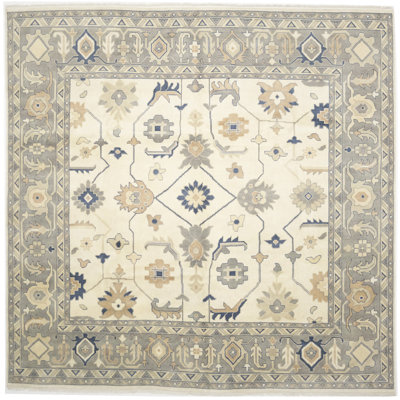 Muted Floral Colorfast 12x12 Extra Large Oushak Chobi Oriental Square Rug | Exact Size: 11'11 x 12'1