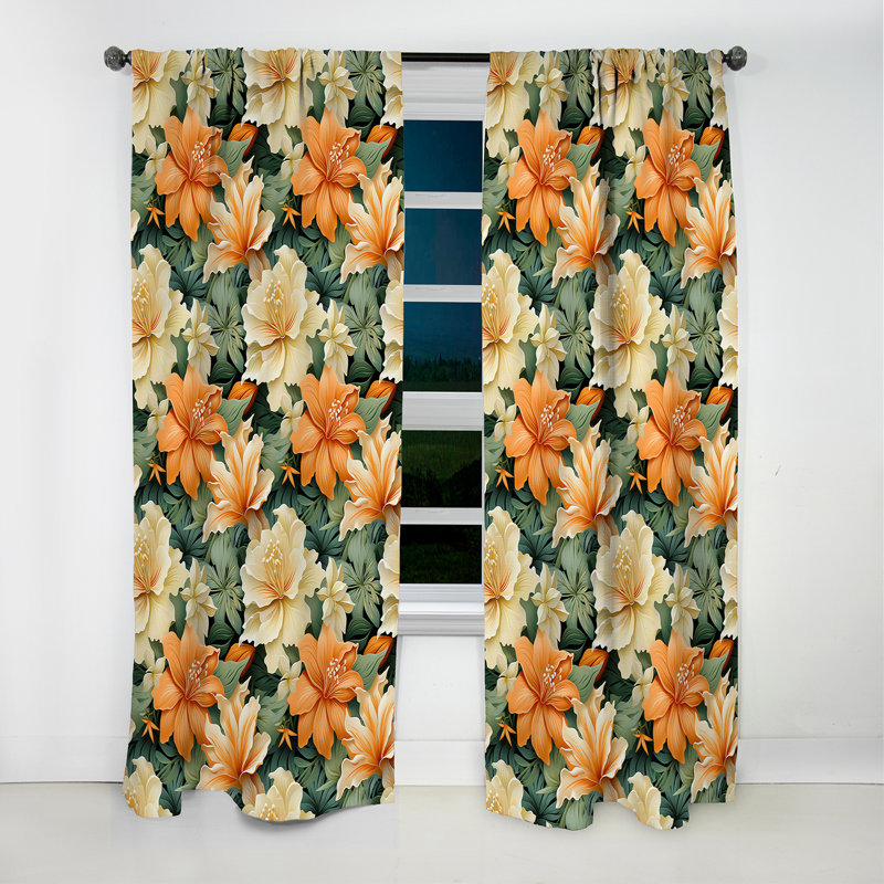 Mangue Bloom - motif tropical I - Rideau floral - Rideau occultant floral - 1 panneau, L 52 po x L 120 po