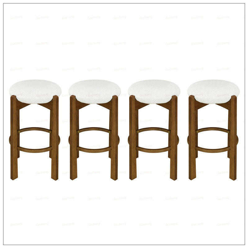Tabouret de bar d'intérieur revêtu de bois, finition noyer foncé et revêtement ivoire, alliant élégance et durabilité pour les cuisines modernes
