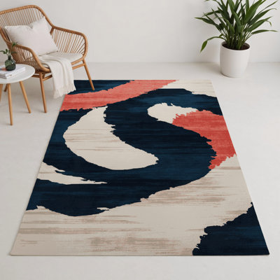 Tapis intérieur et extérieur bleu Watercolor