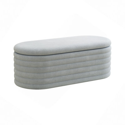 Storage Chenille Ottoman Bench Upholstered Fabric Storage Bench End Of Bed Stool With Safety Hinge For Bedroom, Living Room, Entryway, Closet(40-Inch)