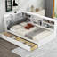 Lit plateforme simple avec tête de lit, 2 tiroirs, tablettes, rangement en bois blanc - rangement pour tête de lit et meubles de chambre à coucher