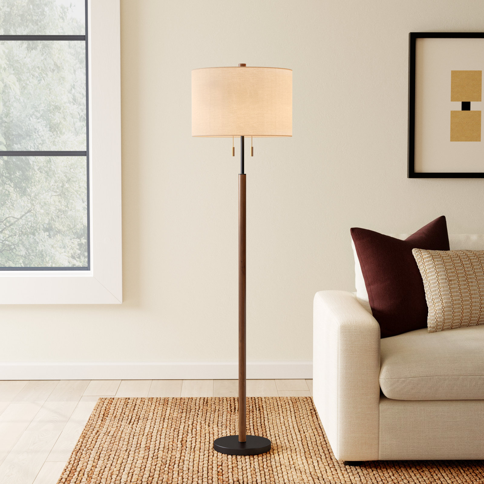 Kenley 62'' Floor Lamp, Black/Brown