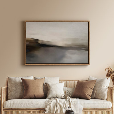 Art mural encadré sur toile - Paysage abstrait minimal avec des tons d'horizons neutres flous - 16 po x 24 po, 24 po x 36 po