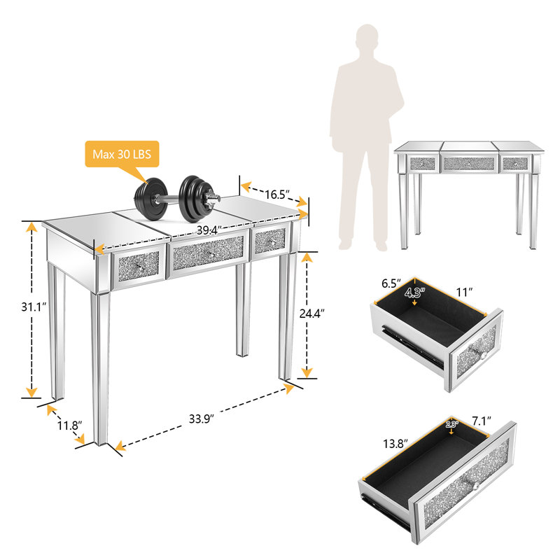 Mirrored Computer Desk