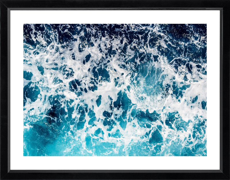 Aqua 1 - Single Picture Frame Print, 218.44 cm H x 167.64 cm W, Gloss Black