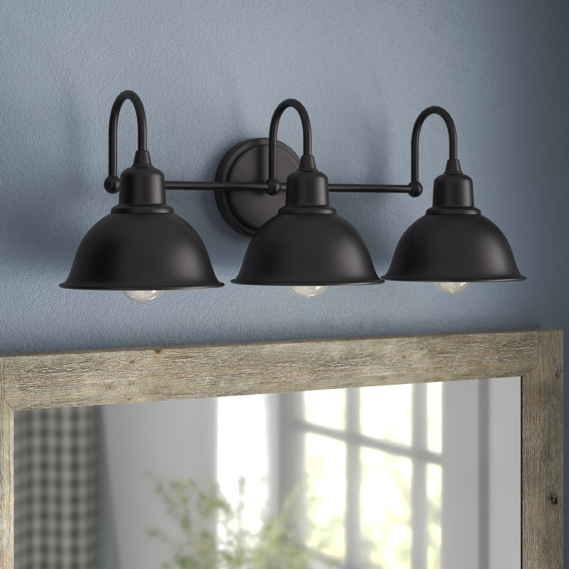  Palombo Farmhouse Industrial Iron LED Vanity, Oil Rubbed Bronze, 3