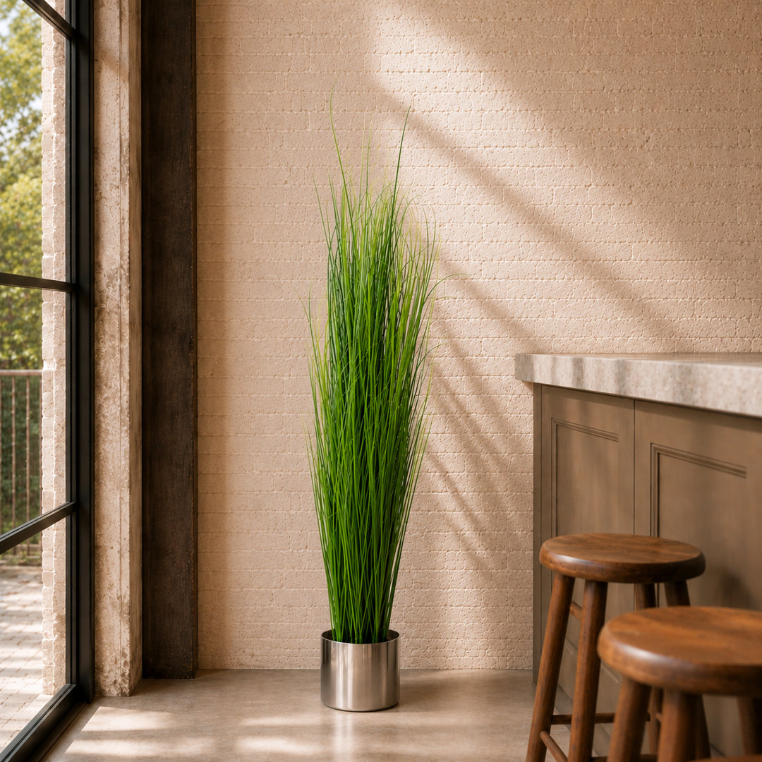 130cm Faux Onion Grass Plant in Metal Planter