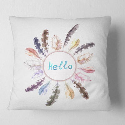 Housse de coussin carrée ronde avec plumes d'oiseaux