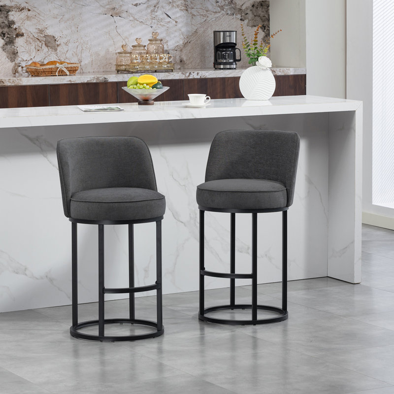 Ensemble de 2 tabourets de bar à hauteur de comptoir, Gris