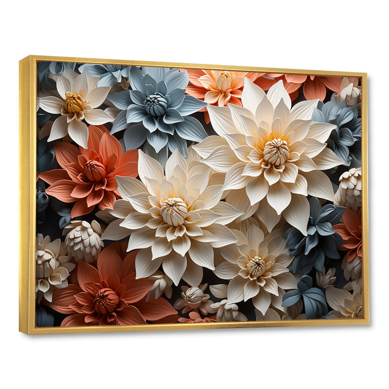 Douces fleurs élégantes de maman - impressions sur toile de mamans, Cadre flottant doré, H 34 po x l 44 po x P 1,5 po
