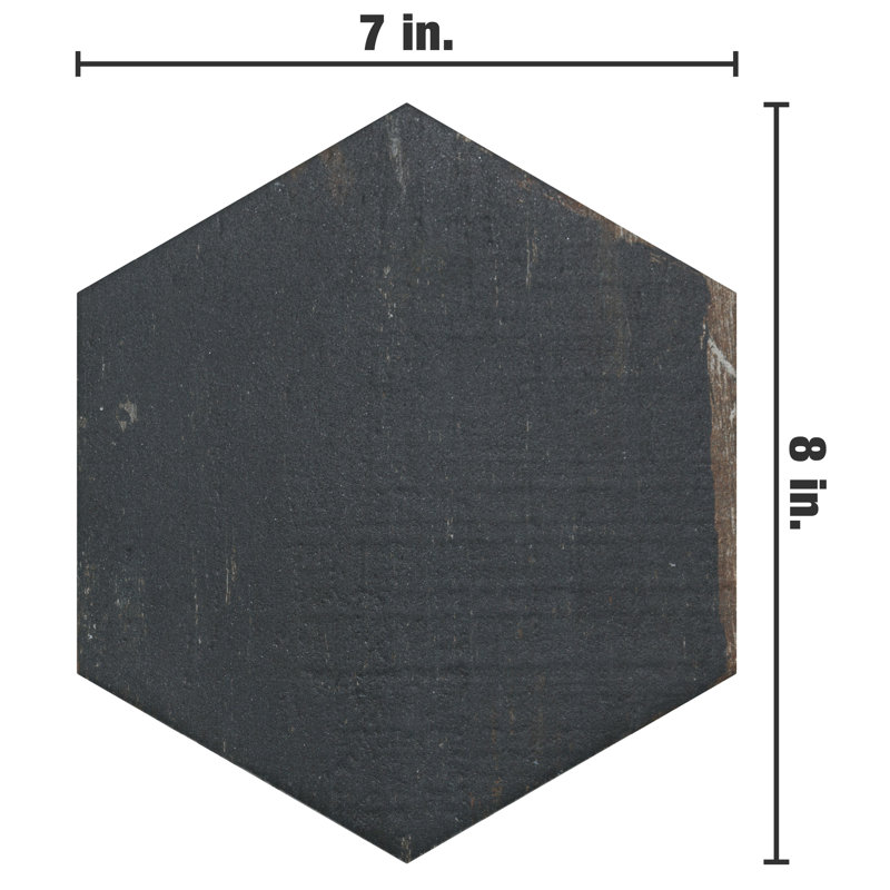 Carreau de mur et plancher en porcelaine aspect bois 7 po x 8 po Retro, Nero