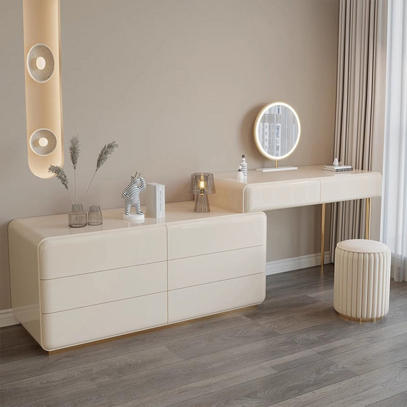 Coiffeuse avec miroir lumineux, 8 tiroirs, 1 chaise