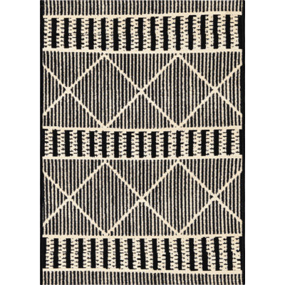 Outdoor Preen Area Rug Black-Ivory Color