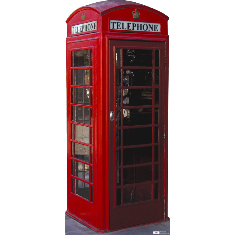 Life-Size Red English Phone Booth Cardboard Stand-Up