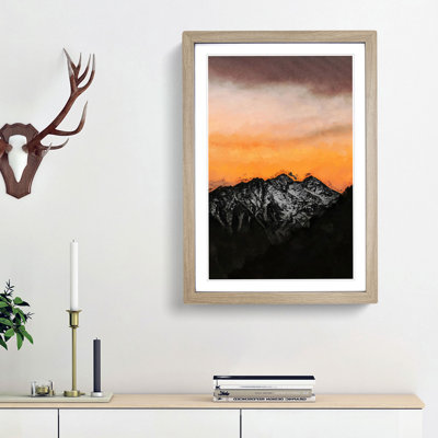 Orange Sky Above Mountains in Italy - Picture Frame Graphic Art Print