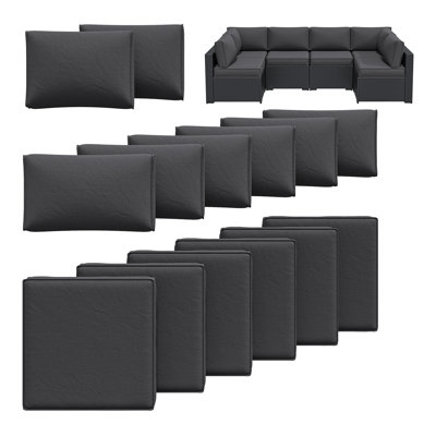 Ensemble de housses de coussin d'extérieur 14 pièces pour canapé modulaire 6 places, housses seulement