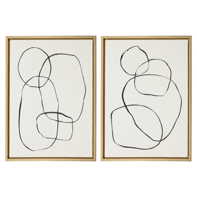 871 Modern Circles and 869 Going in Circles by Teju Reval Framed Canvas Wall Art Set
