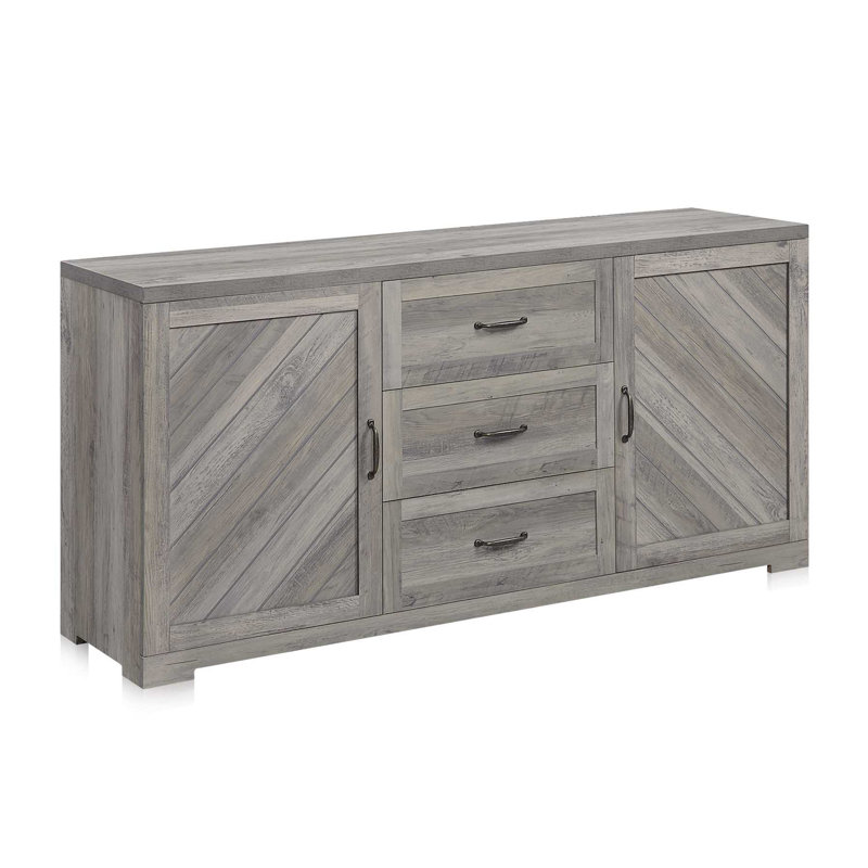 60" Sideboard Buffet Cabinet, Console Table with Three Drawers & Two Storage Cabinet for Dining Room, Gray