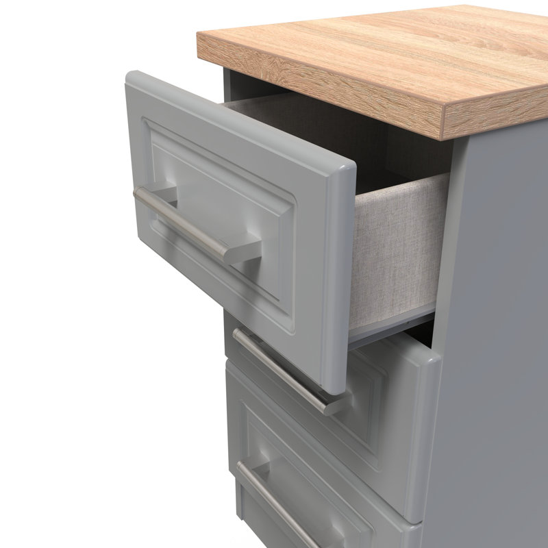 Fully Assembled Ahlexis 3 Drawer Bedside Table