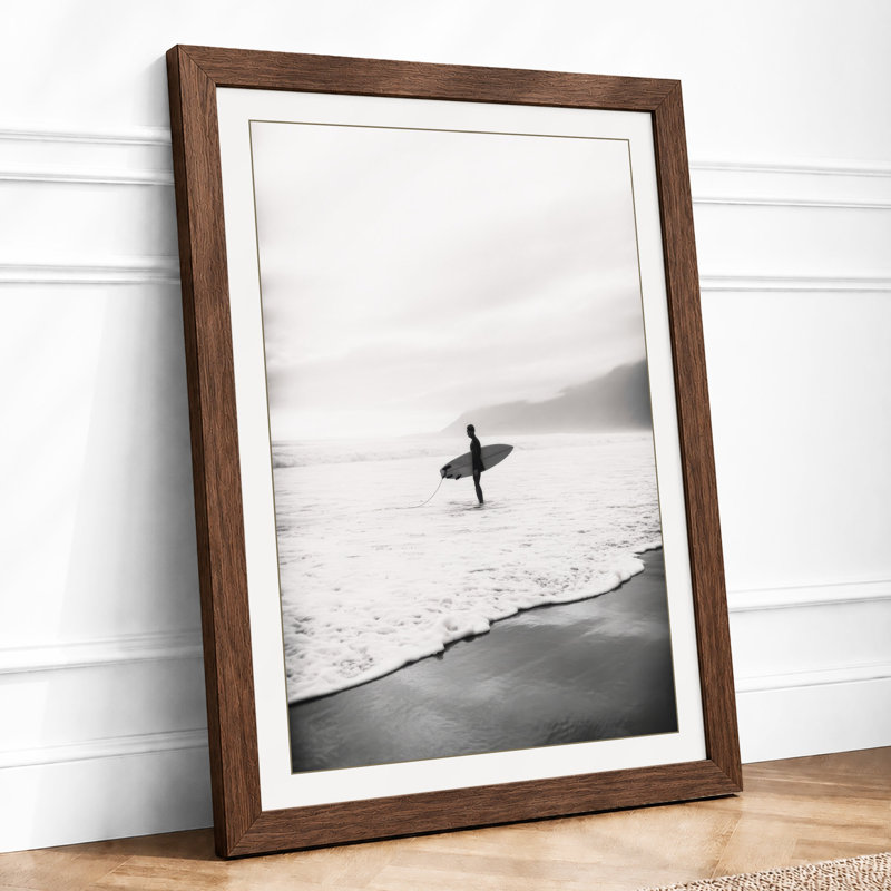 Surfer Toward Water Minimalist - Print, Walnut, A1 - 84.1 x 59.4 cm