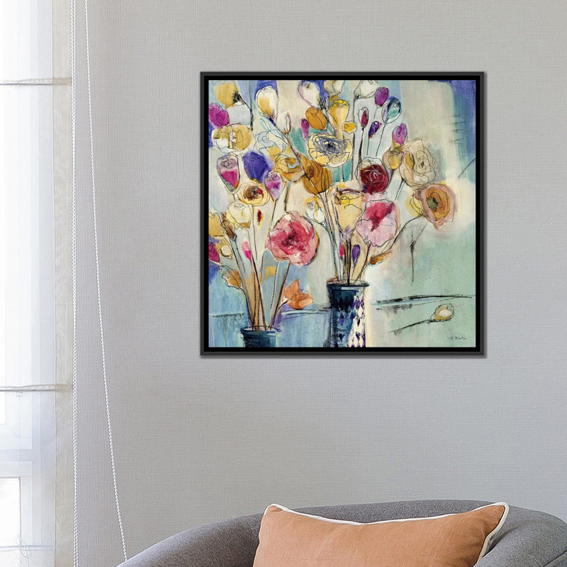 « maïs soufflé ii », reproduction sur toile, H 18 po x l 18 po x P 1,5 po, Toile avec cadre noir, Pas de tapis