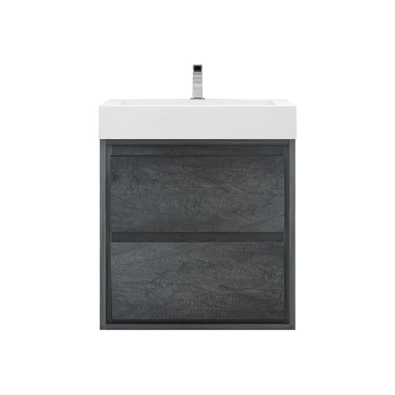 Base de meuble-lavabo mural 24 po Moreno avec plateau en acrylique renforcé Moreno, Blanc