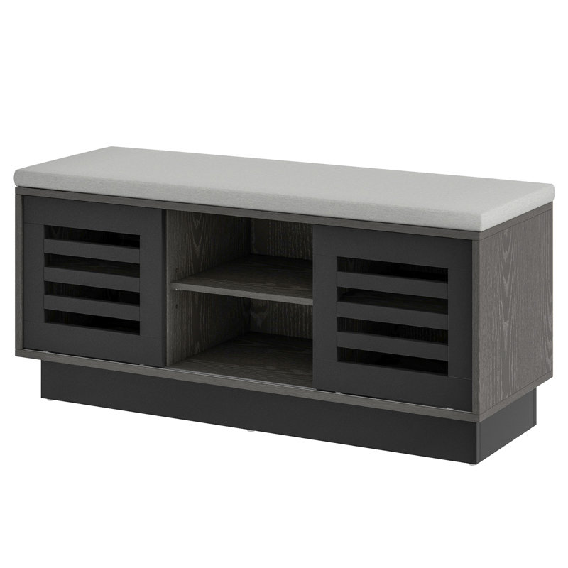 Upholstered Storage Bench, Grey