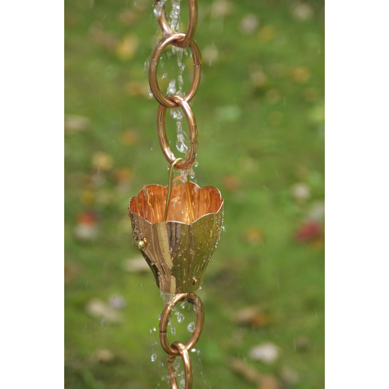 Chaîne de pluie Kammerer Crocus, H 102 po x l 3,25 po x p 3,25 po, Cuivre poli