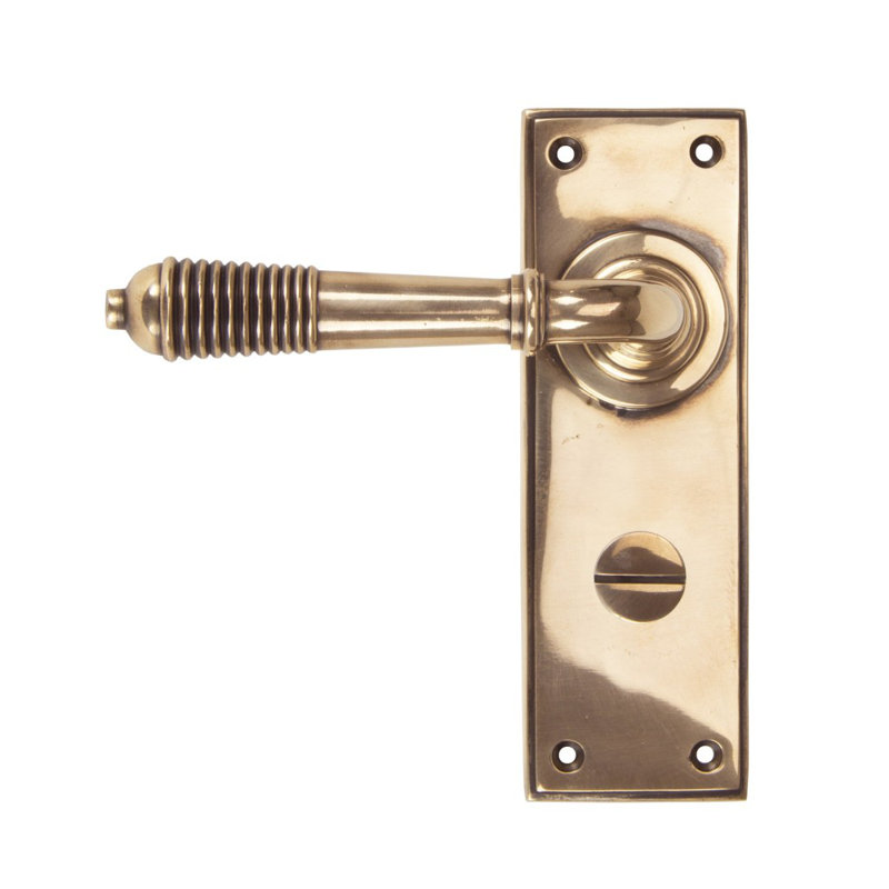 Reeded Bathroom Door Handle Kit, Polished Bronze