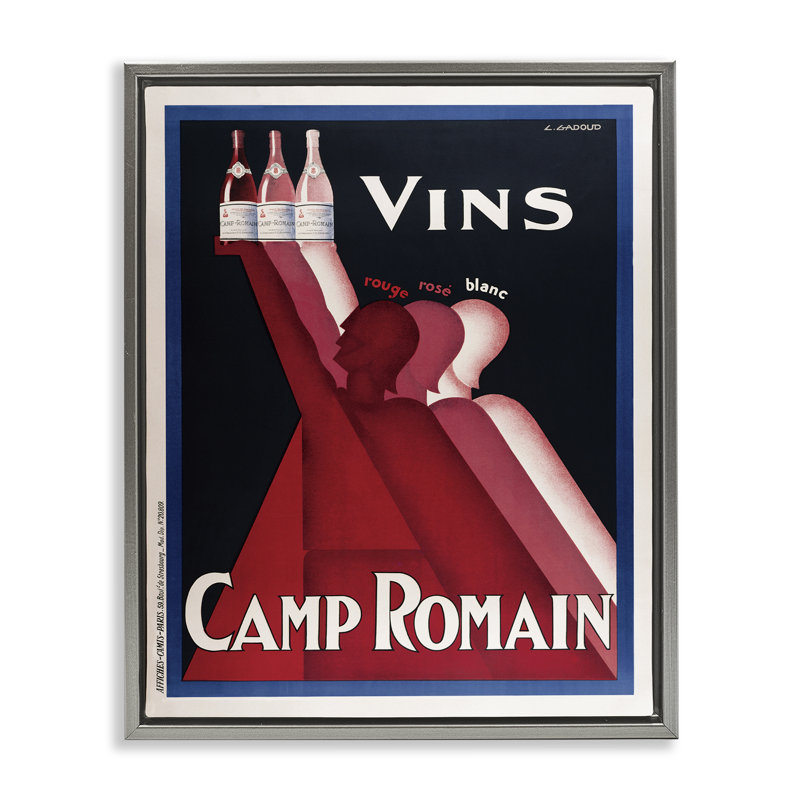 Trio de bouteilles de vin antique, cadre par Marcus Jules, H 31 po x l 25 po, Cadre flottant gris lustré
