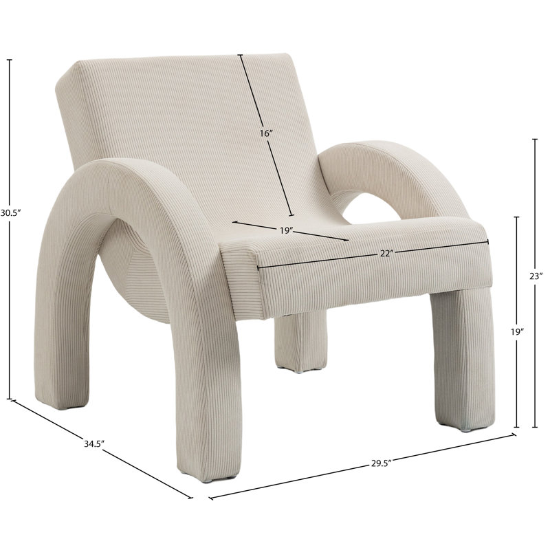 Fauteuil Hodon, Tissu en velours côtelé crème