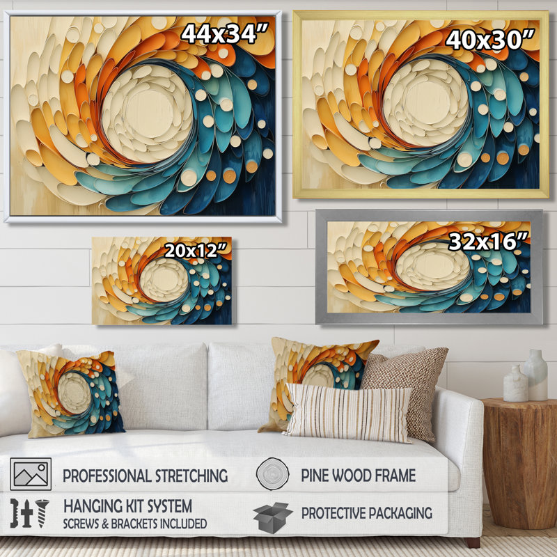 Biomorphism Vortex Of Nature II - Biomorphism, art mural, H 16 po x l 32 po, Cadre flottant, Doré