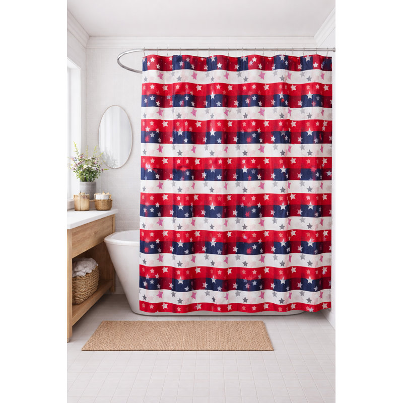 Rideau de douche à rayures Patriotic Stars - Rideau de salle de bain inspiré du drapeau pour décoration de salle de bain et utilisation quotidienne