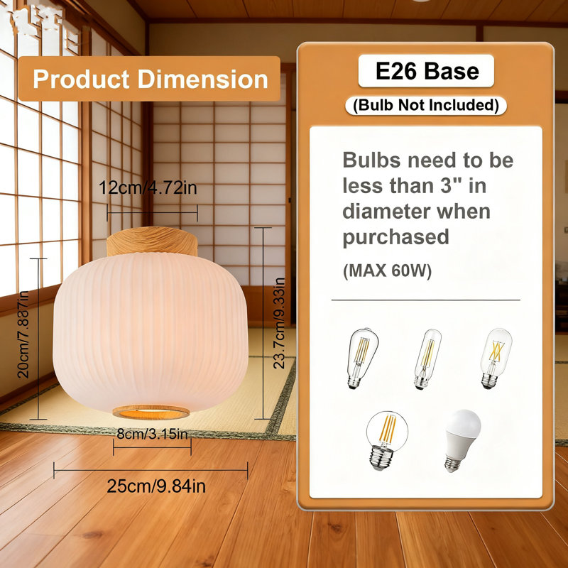 Mid Century Modern Flush Mount Ceiling Light With Frosted Milk Glass And Wood Ribbed Design For Soft Ambient Lighting In Hallway Bedroom Foyer