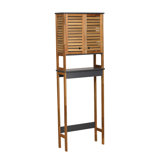 Over The Toilet Storage Cabinet with Double Vented Doors and Open Shelf, Brown and Gray - Elements Collection