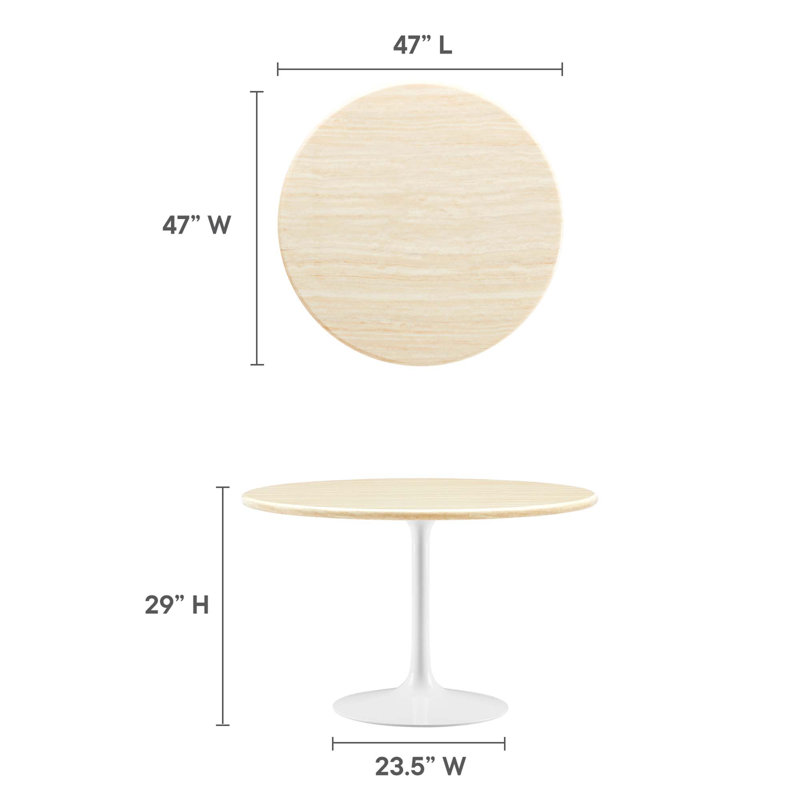 Modway Lippa Round, White, 29" H x 47" W x 47" D