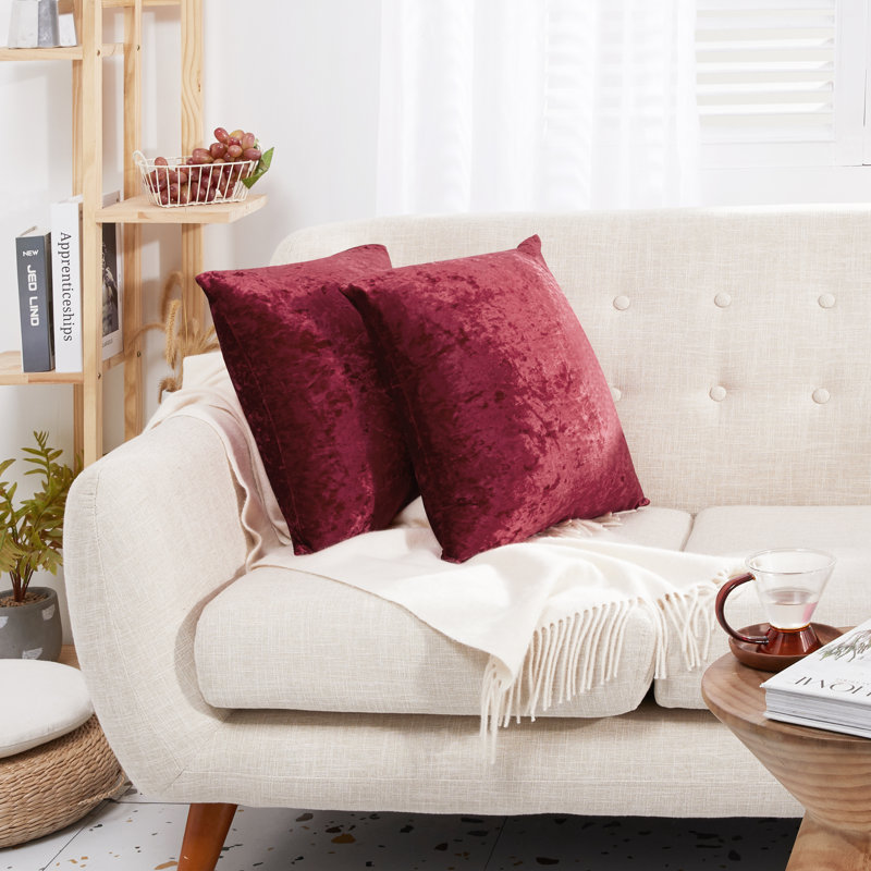 Reversible Pillow Cover, 18" x 18", Wine Red