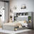 Hachiro Bookcase Bed with Shelves and Cabinets, Sockets, Four Drawers-1860770656