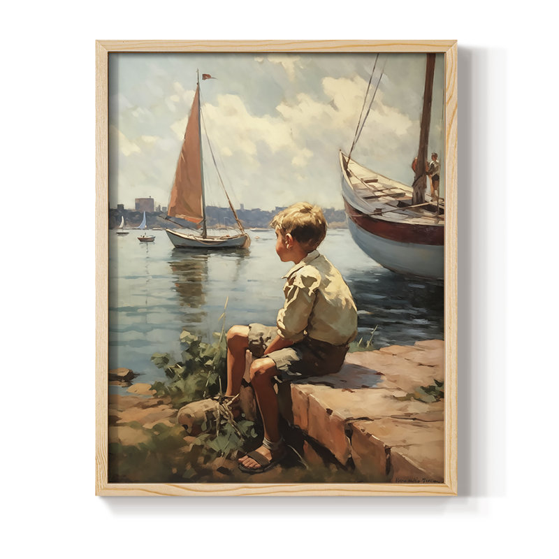 NAUTICAL Series DCII, reproduction encadrée - bois massif, Naturel, 11" H x 9" W