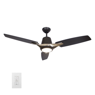 Ventilateur de plafond intelligent de 52 pouces avec commande murale Eunoia, ensemble d'éclairage inclus, fonctionne avec l'assistant Google, Amazon Alexa et les raccourcis Siri.