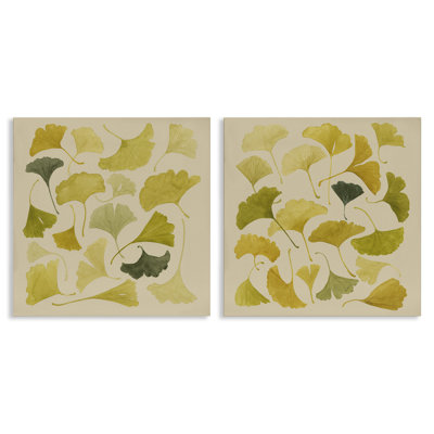 Ensemble de 2 toiles d'automne au ginkgo aux tons d'automne, design par Grace Popp