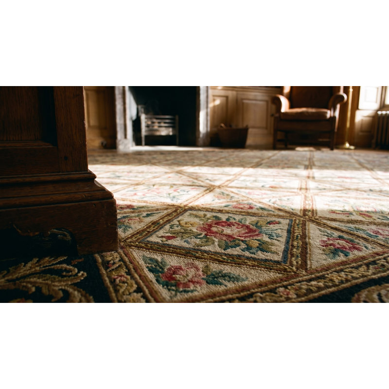 Square Shape Room Size Antique European Flowers French Needlepoint Carpet