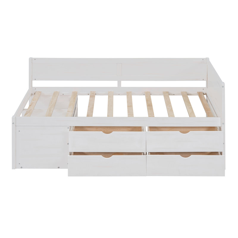 Daybed with Drawers and Shelves, Multipurpose Design for Storage and Relaxation, Features Spacious Shelves and Drawers, Perfect for Maximizing Space in Small Rooms